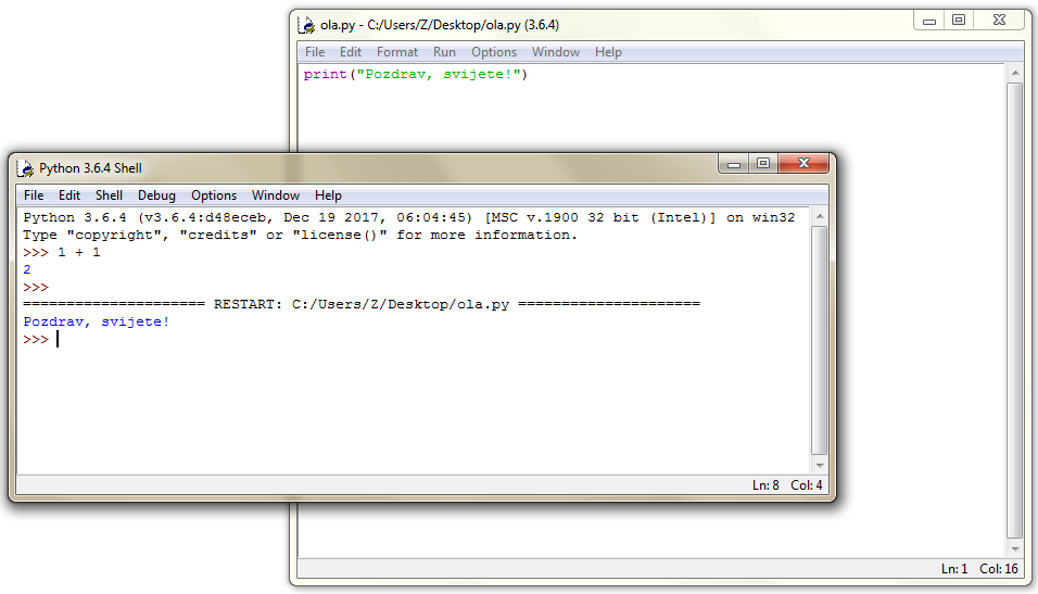 IDLE i rezultat izvršavanja programa